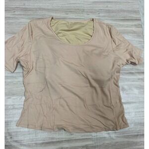 FawnFit Beige Ribbed Tank Top Built In Bra Size 1XL